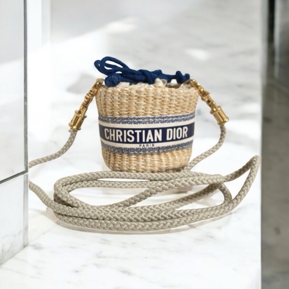 New in Dior Box, Christian Dior Small Bucket Raffia Crossbody - Picture 5 of 6